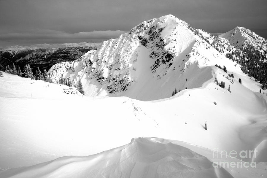 Winter Photograph - Kicking Horse Terminator Peak Black And White by Adam Jewell