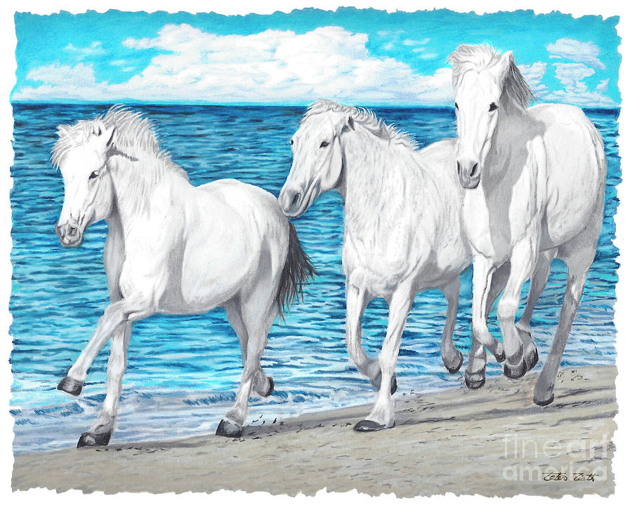 Horse Painting - Kicking Up The Sand by Peter Piatt