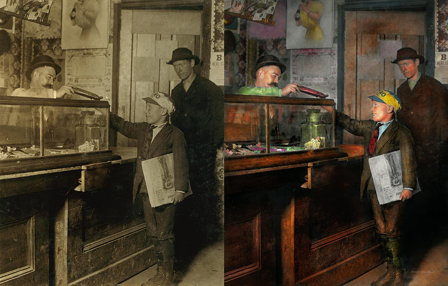 Kid - A visit to the candy store 1910 - Side by Side Photograph by Mike Savad