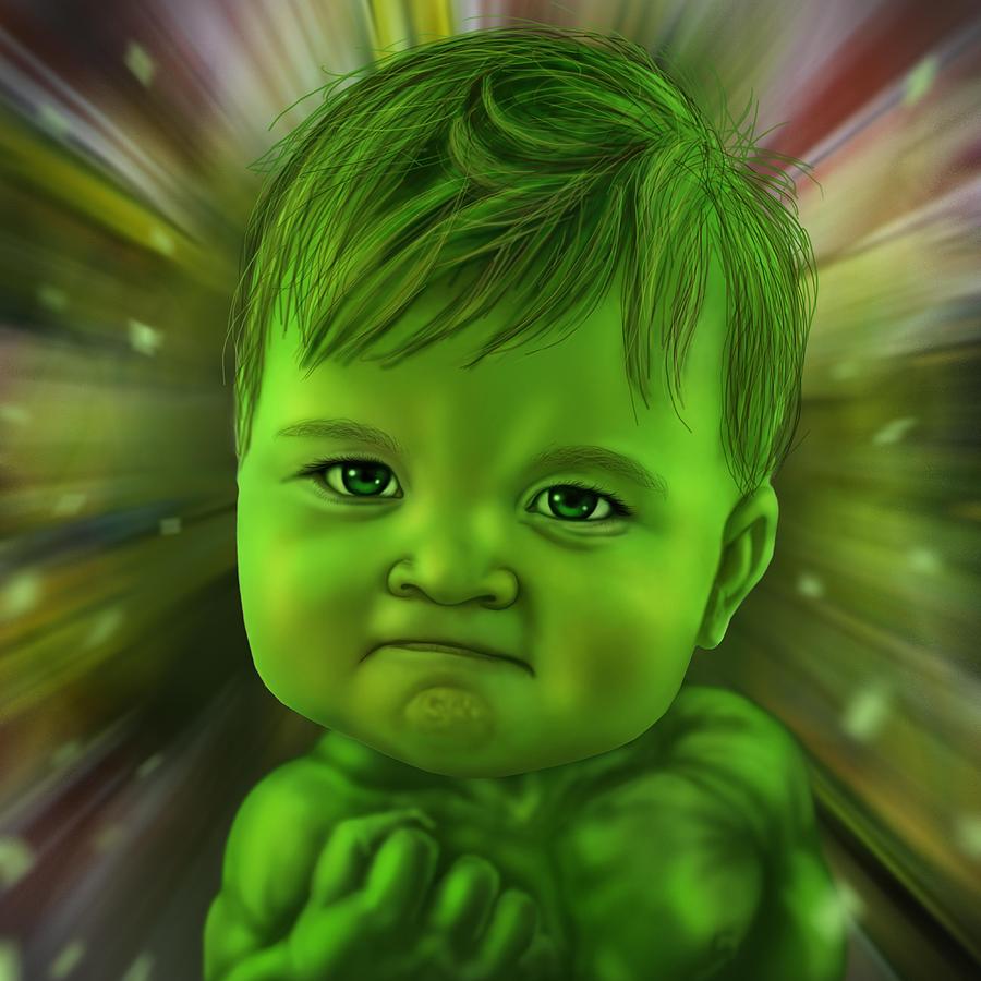 Kid in Hulk Style Cartoon Digital Art by Photolamus OU