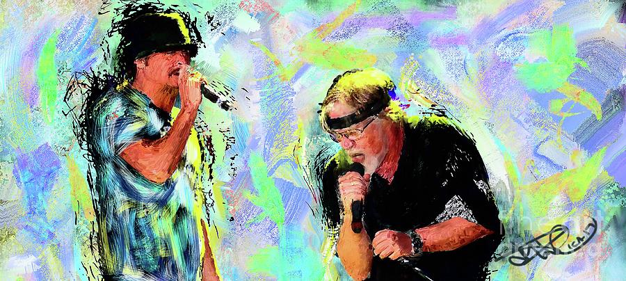 Kid Rock and Bob Seger Remastered Painting by Donald Pavlica