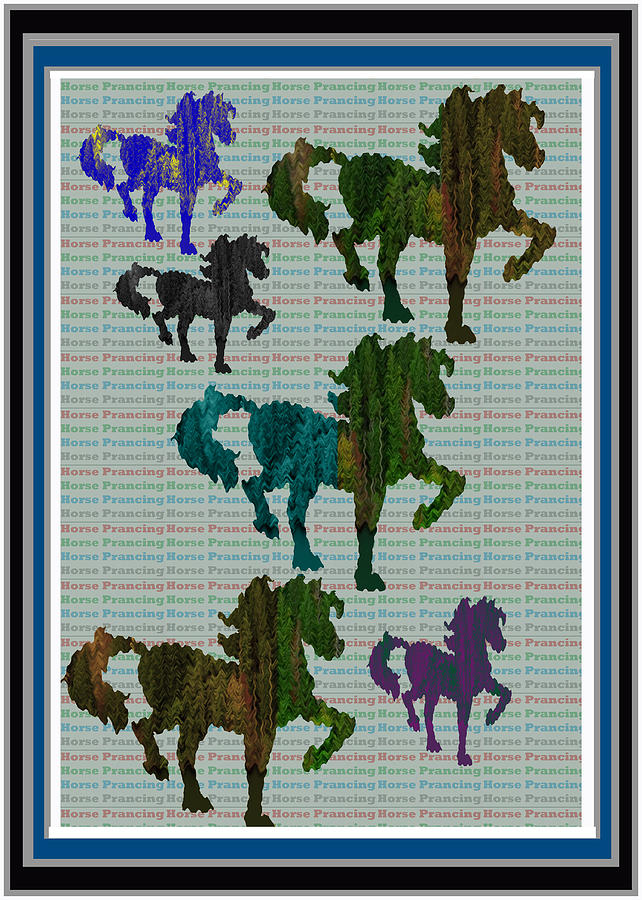 Horse Mixed Media - KIDS Fun Gallery Horse Prancing Art made of jungle green wild colors by Navin Joshi