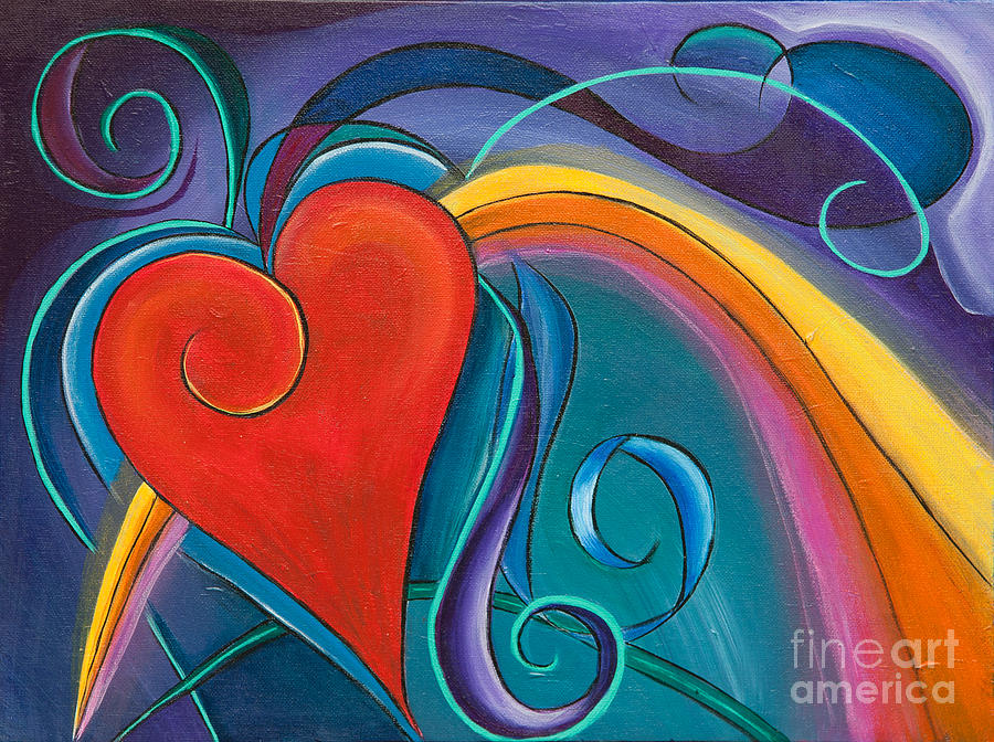 Kids Heart Rainbow Painting by Reina Cottier