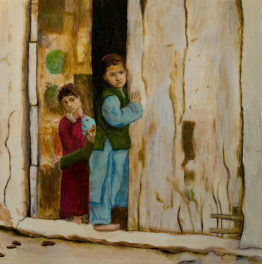 Portrait Painting - Kids in a Doorway by Julia Collard