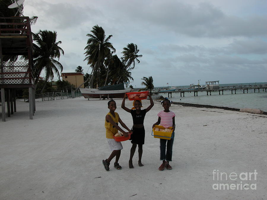 Belize Photograph - Kids on beach by Jim Goodman