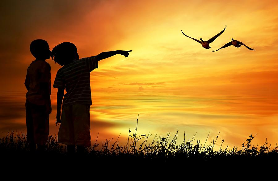 Bond Photograph - Kids Slihouette by Jeff S PhotoArt Bond Photograph - Kids Slihouette by Jeff S PhotoArt