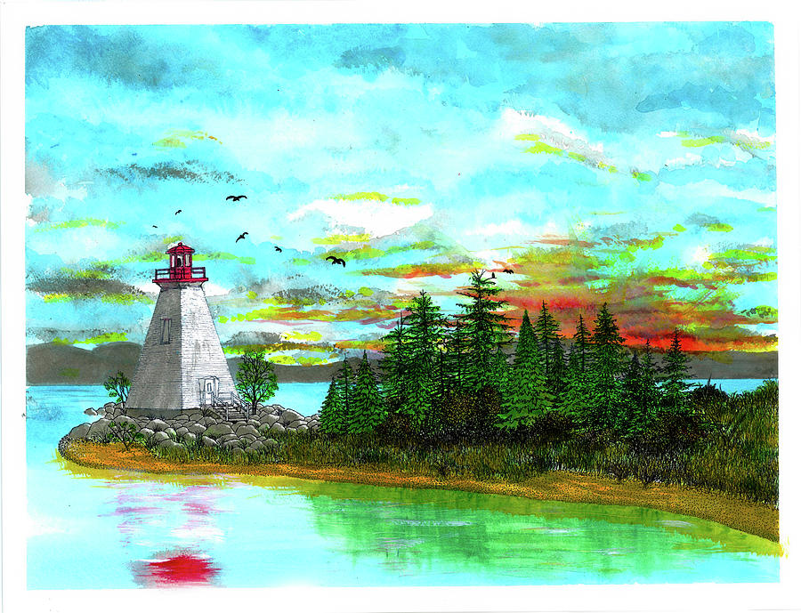 Kidston Island Lighthouse Painting by Jonathan Baldock