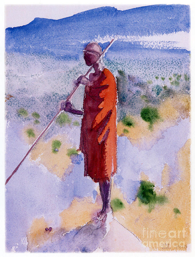 Kikuyu In A Red Cloak Painting by Celestial Images