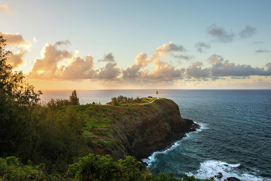 Kilauea Light House Seascape at Sunset - Kauai Hawaii Photograph by Brian Harig