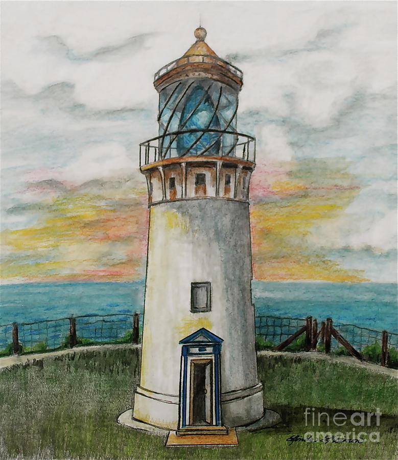 Kilauea Lighthouse Painting by Linda Simon