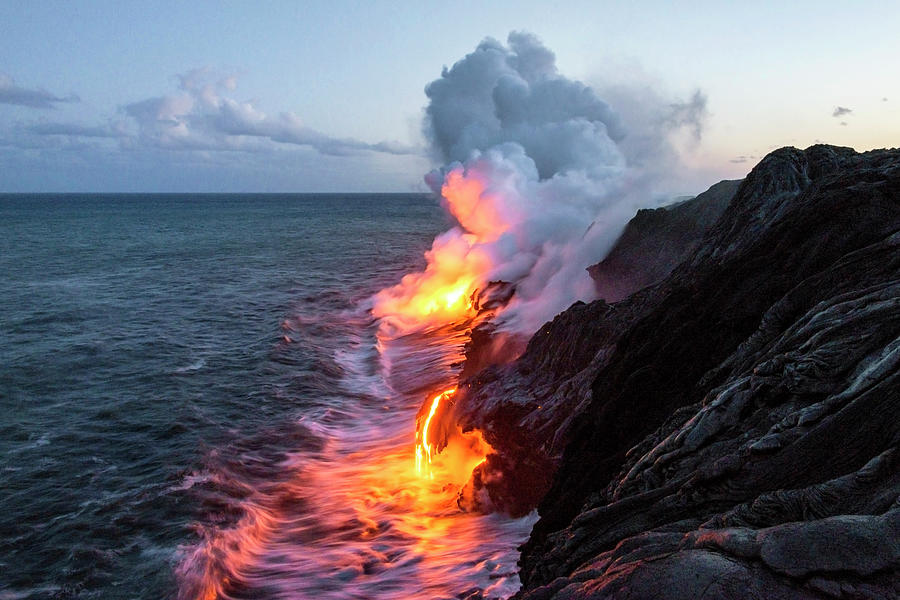 Lava Flow Photograph - Kilauea Volcano Lava Flow Sea Entry 3- The Big Island Hawaii by Brian Harig