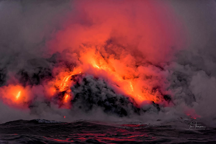 Lava Flowing Into the Ocean 1 Photograph by Jim Thompson