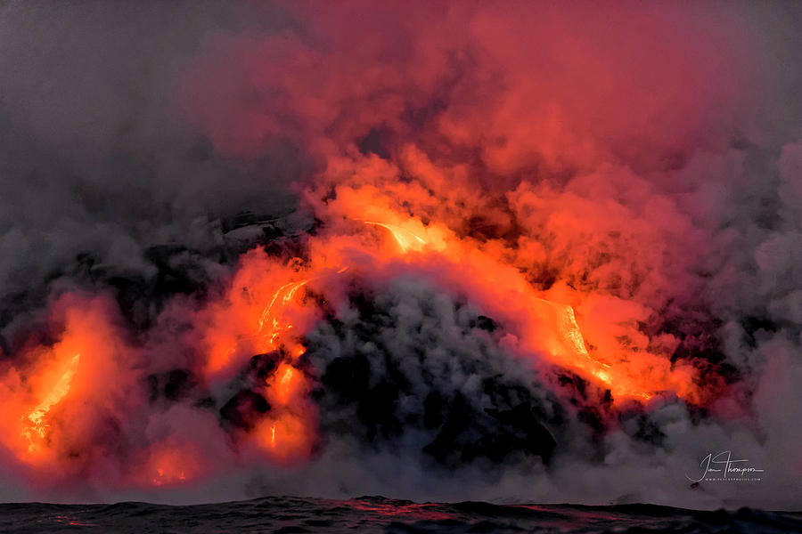 Lava Flowing Into the Ocean 2 Photograph by Jim Thompson