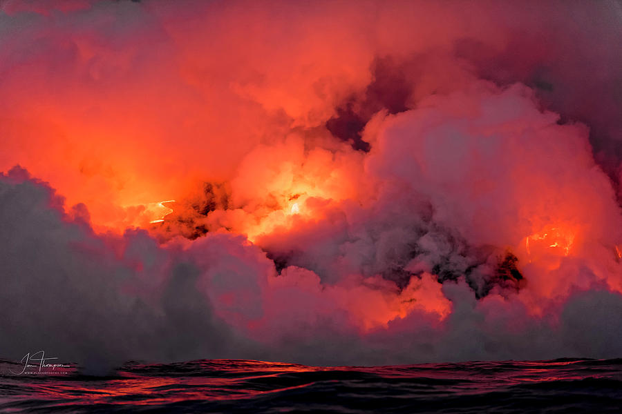 Lava Flowing Into the Ocean 3 Photograph by Jim Thompson