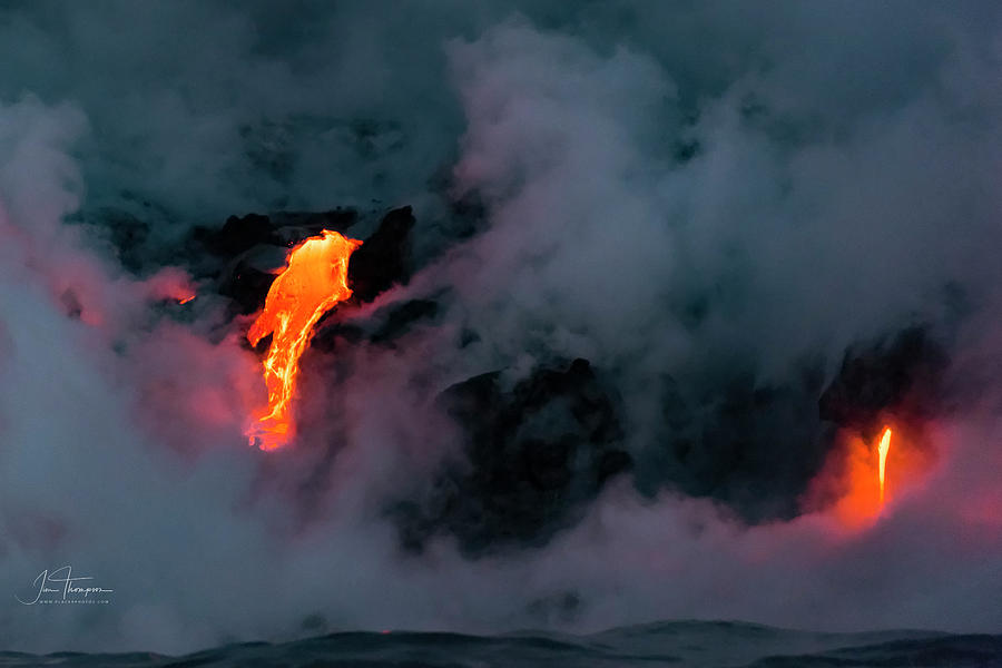 Lava Flowing Into the Ocean 4 Photograph by Jim Thompson