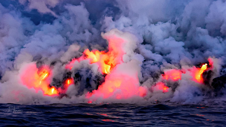 Lava Flowing Into the Ocean 7 Photograph by Jim Thompson
