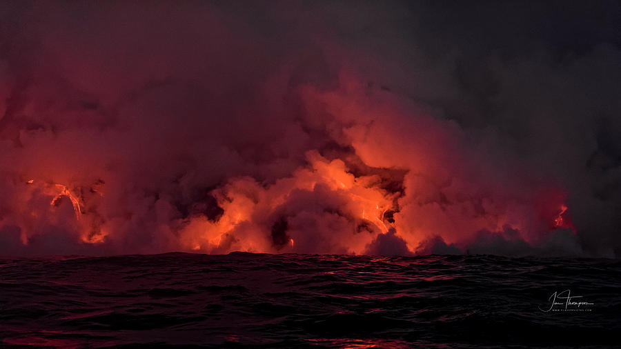 Lava Flowing Into the Ocean Photograph by Jim Thompson