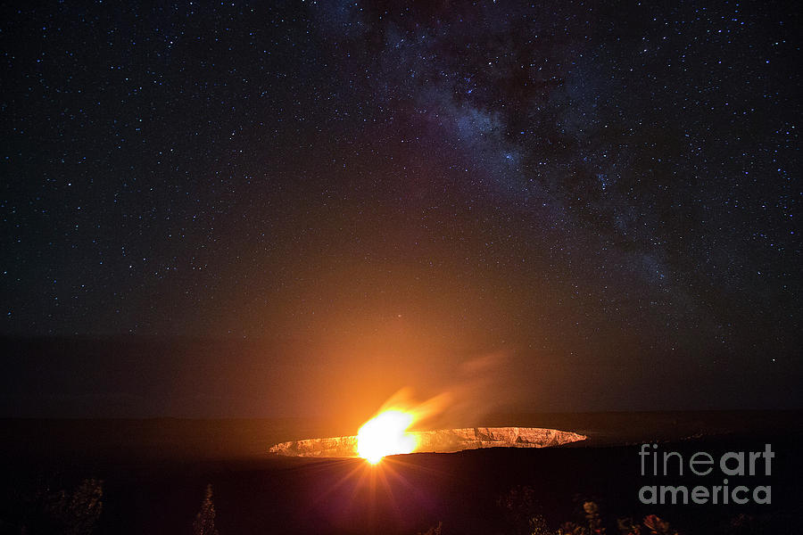 Kilauea Volcano with Milky Way 2 Photograph by Daniel Knighton
