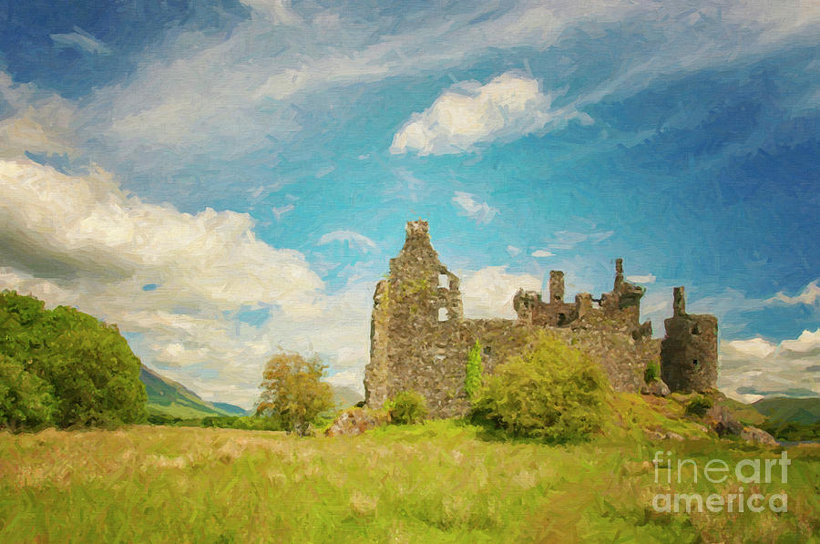 Kilchurn Castle Landscape Digital Painting Digital Art by Antony McAulay
