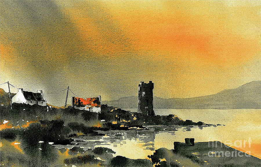 Kildavnet Sunset, Achill, Mayo Painting by Val Byrne
