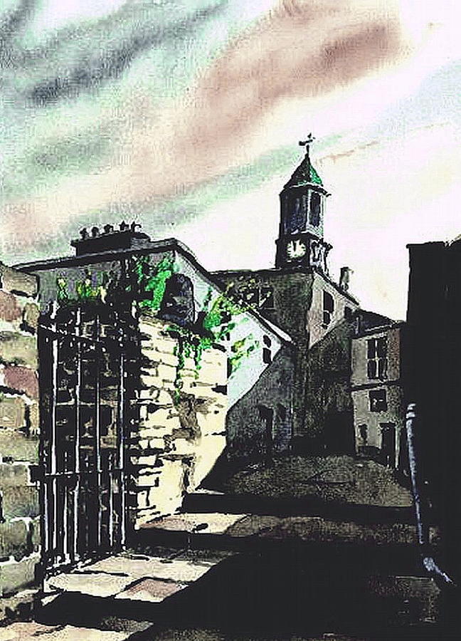 Kilkenny City  Clocktower laneway  Painting by Val Byrne