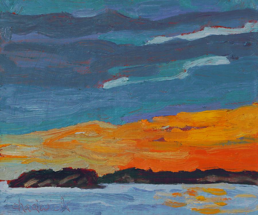Killbear Sunset Across the Twin Points Painting by Phil Chadwick