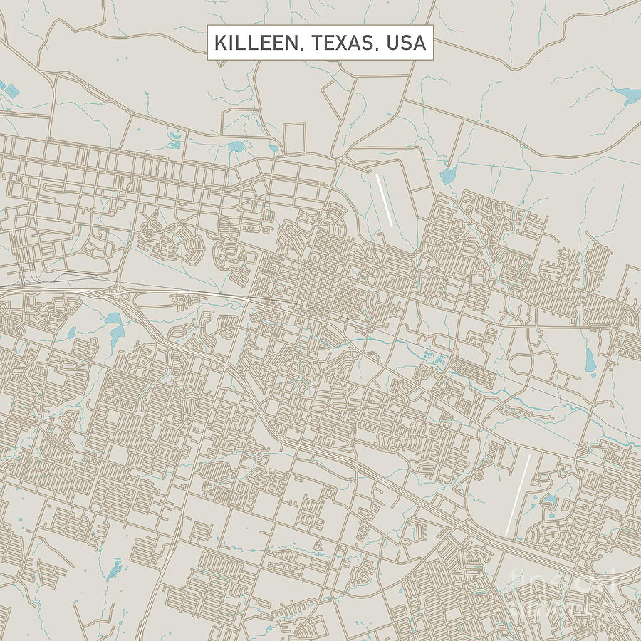 Killeen Texas US City Street Map Digital Art by Frank Ramspott Pixels