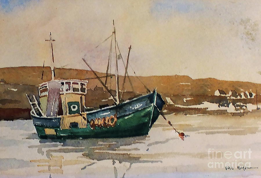 Boat Painting - Killybegs Bay, Donegal by Val Byrne