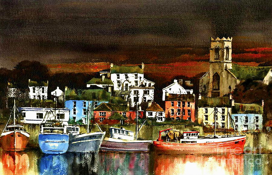 Harbours Painting - Killybegs Harbour, Donegal. by Val Byrne