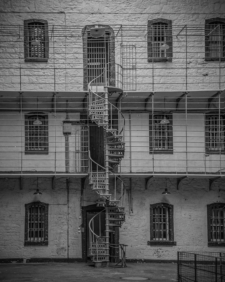 Kilmainham Gaol Spiral Stairs  BW Photograph by Teresa Wilson