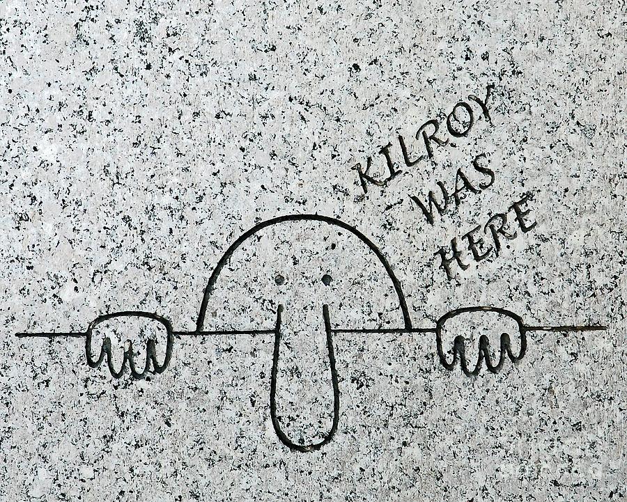 Kilroy Graffiti at the World War II Memorial in Washington DC Digital Art by William Kuta