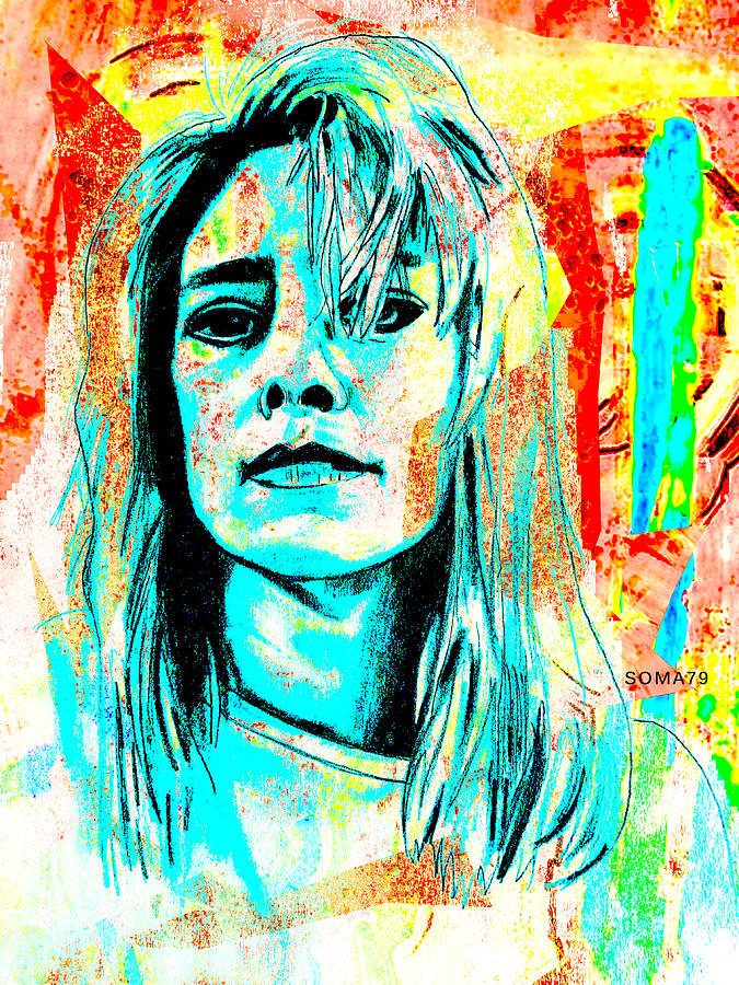 Kim Gordon - Blue Art Bomb Remix Digital Art By Soma79 - Fine Art America