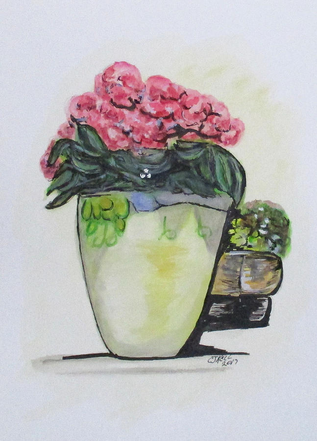 Kimberlys Castellabate Flower Pot Painting by Clyde J Kell