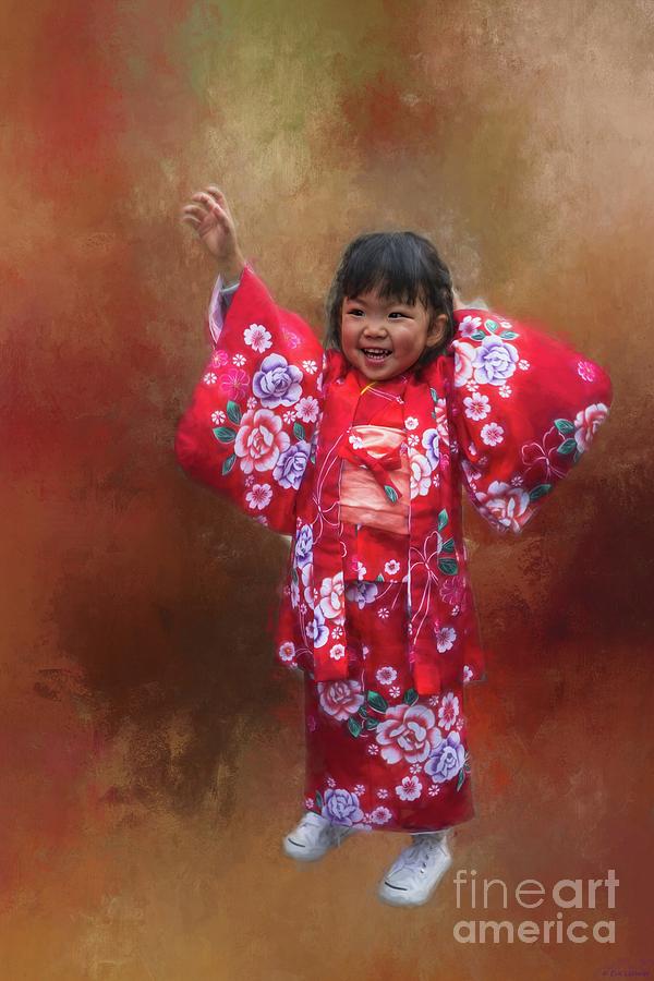 Kimono Girl Mixed Media by Eva Lechner