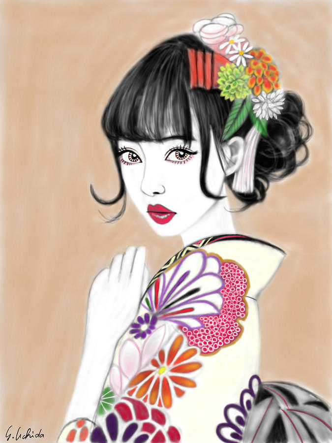 Kimono Girl No.19 Painting by Yoshiyuki Uchida | Fine Art America