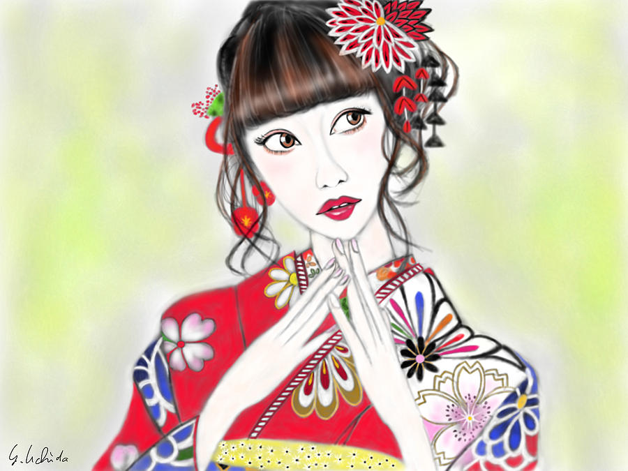 Portrait Painting - Kimono Girl No.21 by Yoshiyuki Uchida