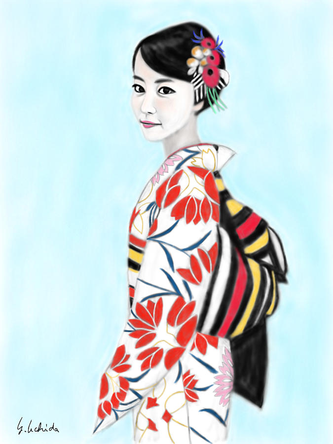 Portrait Painting - Kimono Girl No.25 by Yoshiyuki Uchida