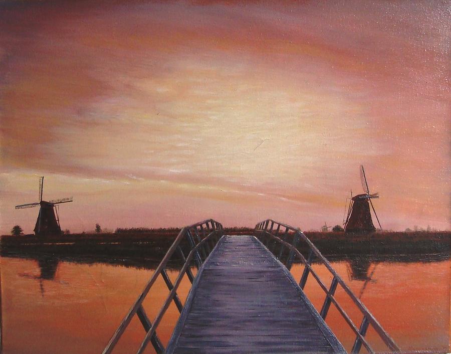 Bridge Painting - Kinderdijk by Alexander Bukhanov