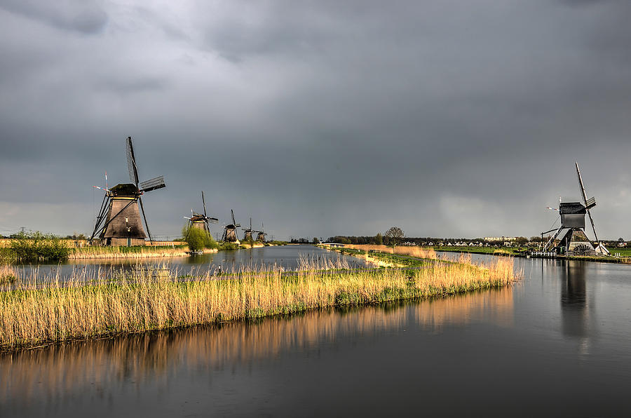 Kinderdijk Windmills After The Rain Photograph by Frans Blok
