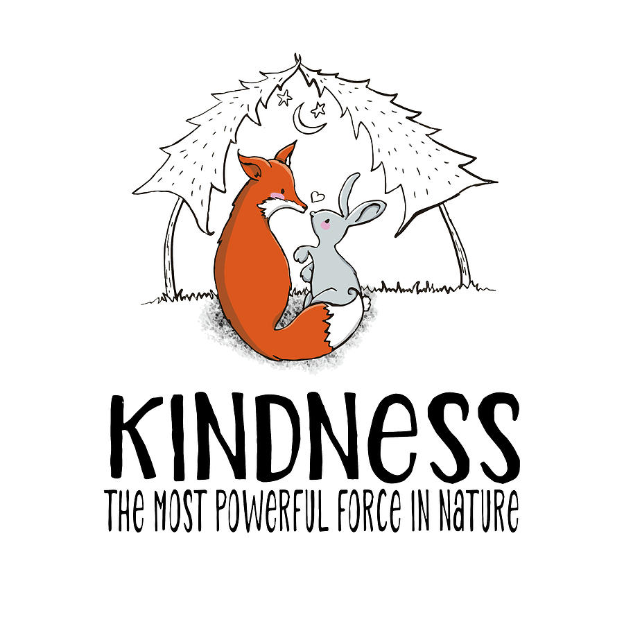 Kindness Fox and Bunny Digital Art by Laura Ostrowski