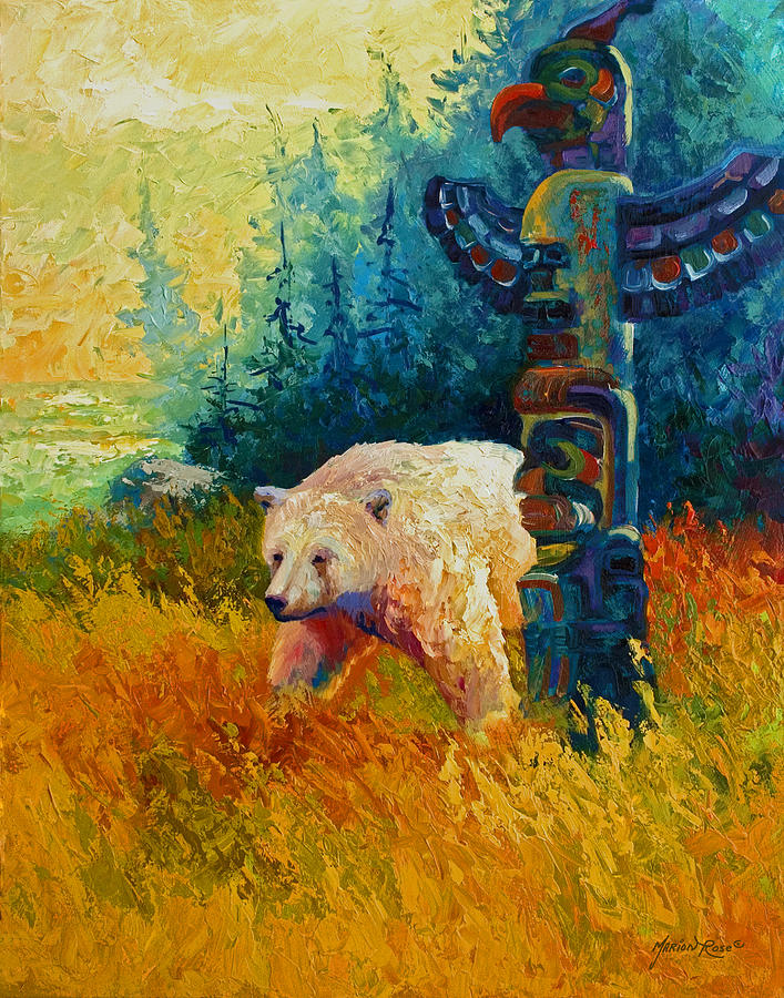 Western Painting - Kindred Spirits - Kermode Spirit Bear by Marion Rose