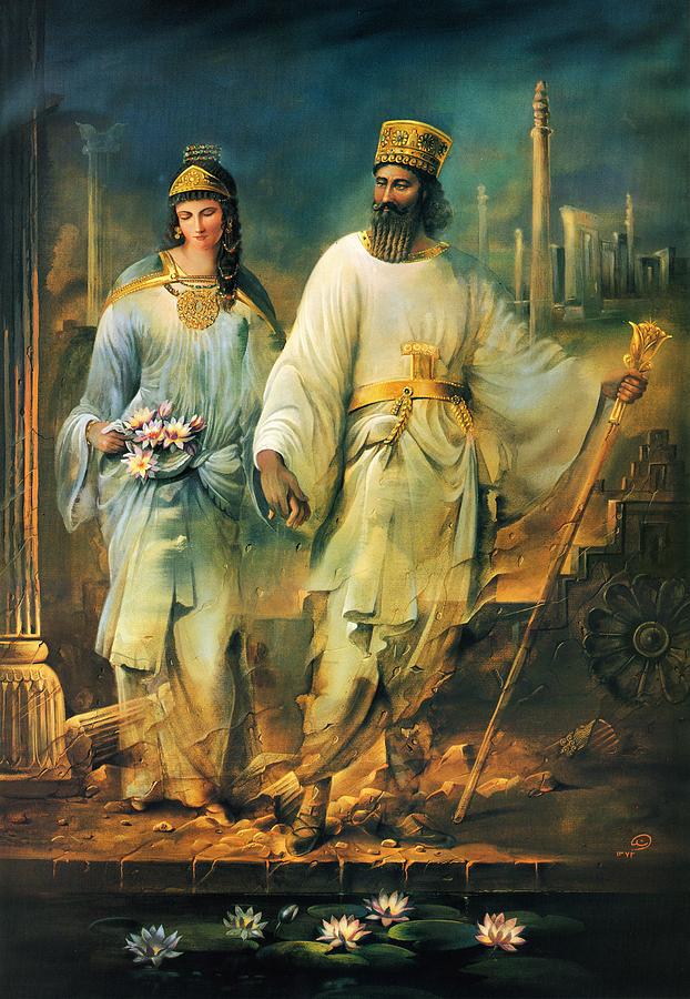 King and Queen of Persia Painting by Salma