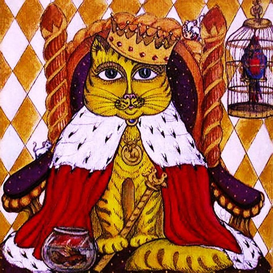 King Cat  Painting by Rae Chichilnitsky