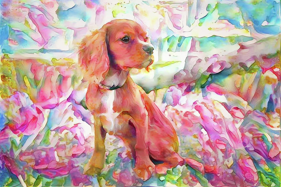 King Charles Spaniel Pastel Watercolors Digital Art by Peggy Collins