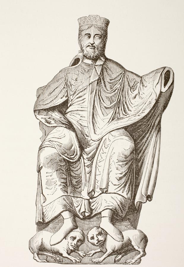 King Dagobert I. After A Bas-relief Drawing by Vintage Design Pics ...