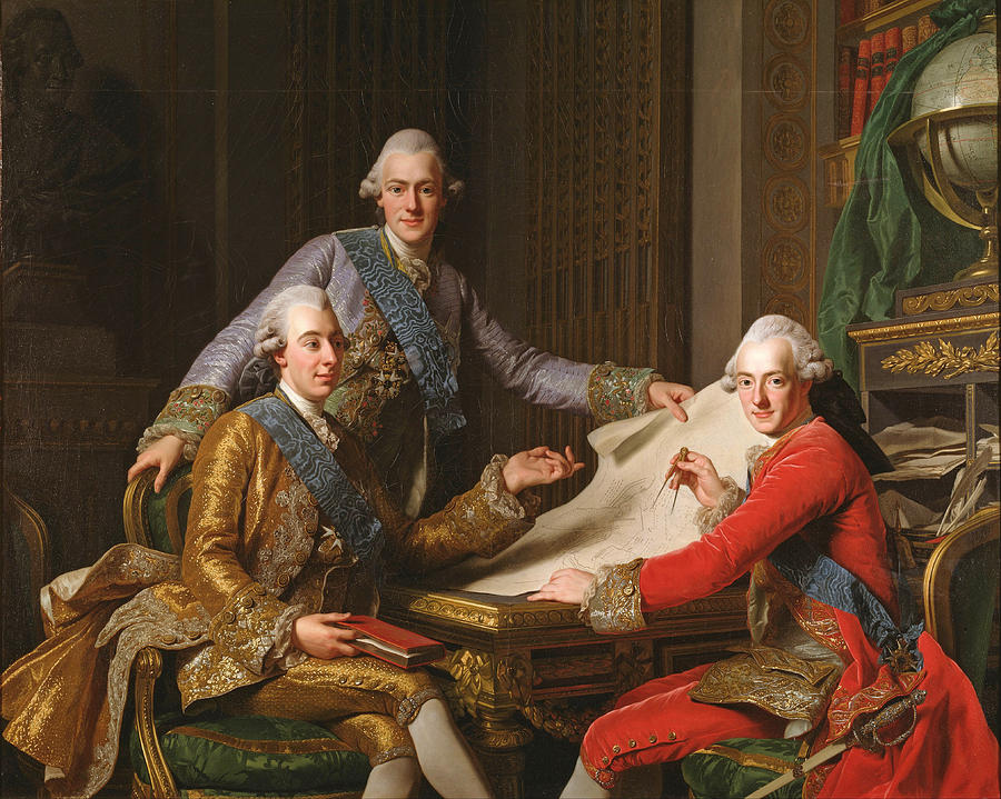 King Gustav III of Sweden and his Brothers Painting by Alexander Roslin