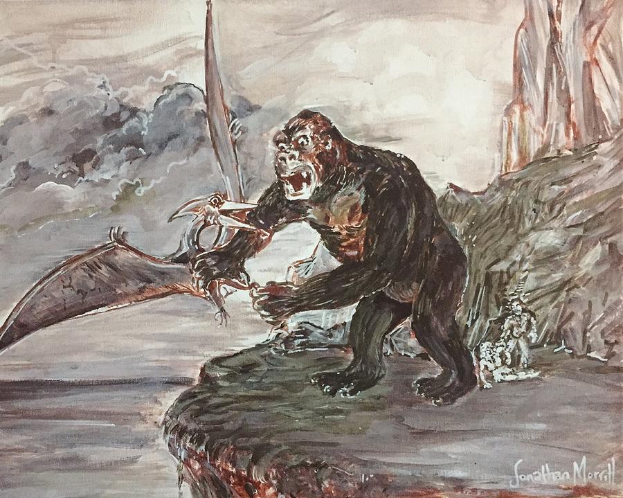 King Kong - Pterodactyl Attack Painting by Jonathan Morrill