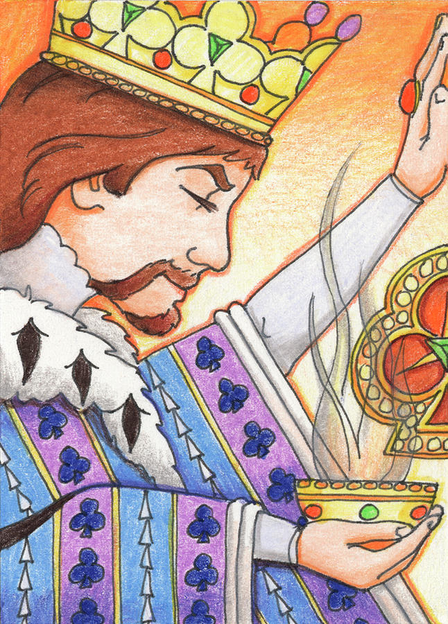 Cup Drawing - King of Clubs by Amy S Turner
