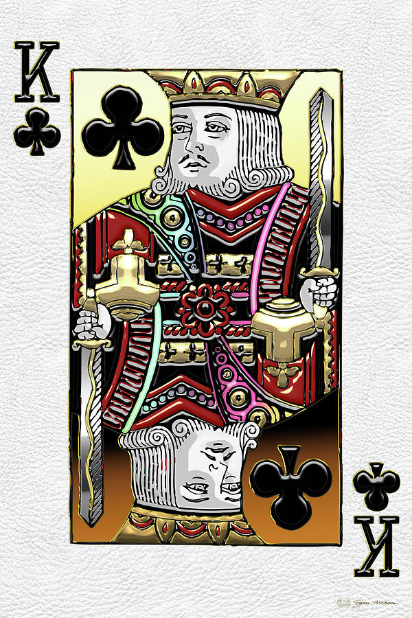 King of Clubs over White Leather  Digital Art by Serge Averbukh