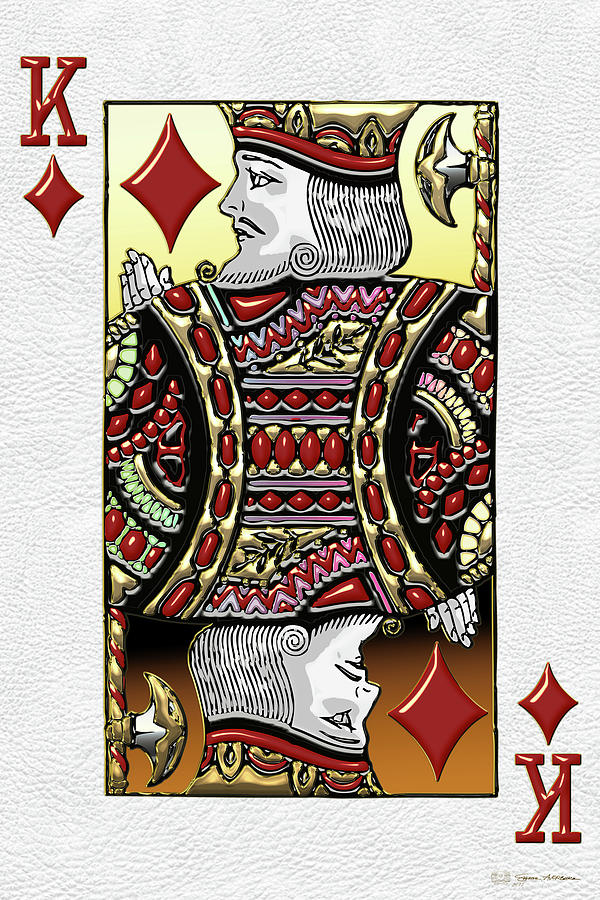 King of Diamonds over White Leather  Digital Art by Serge Averbukh